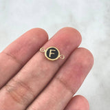Herraje Letra F 0.4gr / 1.3cm / Circulo - Resina Negra Oro Amarillo 18K