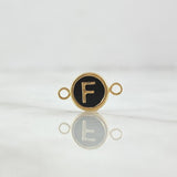 Herraje Letra F 0.4gr / 1.3cm / Circulo - Resina Negra Oro Amarillo 18K