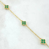 Pulso Aro Seguido Flor Gradual 3.05gr / 16cm-18cm / 1.5mm Borde Texturizado Circones Verde 5und Oro Amarillo 18K ©