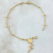 Pulso Denario Espiga Virgen Milagrosa 2.35gr / 18.5cm / 3mm Bolas Diamantadas Oro Amarillo 18K *