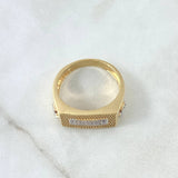 Anillo Rectangulo Cruces 6.75gr / T10 3/4 / Circones Blancos Dos Oros Amarillo Blanco 18K *