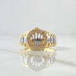 Anillo Sello Corona RX Medio Basteada 7.35gr / T9 1/2 / Circones Blancos Dos Oros Amarillo Blanco 18K *