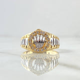 Anillo Sello Corona RX Medio Basteada 7.35gr / T9 1/2 / Circones Blancos Dos Oros Amarillo Blanco 18K *
