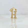 Dije Letra H Corona 1.65gr / 2.5cm / Circones Blancos Oro Amarillo 18K *