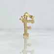Dije Letra F Corona 1.25gr / 2.5cm / Circones Blancos Oro Amarillo 18K