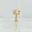 Dije Letra T Corona 1.25gr / 2.4cm / Circones Blancos Oro Amarillo 18K *