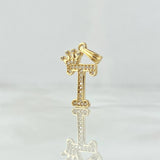 Dije Letra T Corona 1.25gr / 2.5cm / Circones Blancos Oro Amarillo 18K