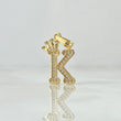 Dije Letra K Corona 1.65gr / 2.4cm / Circones Blancos Oro Amarillo 18K ©
