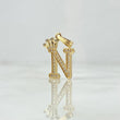 Dije Letra N Corona 1.55gr / 2.5cm / Circones Blancos Oro Amarillo 18K