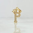 Dije Letra P Corona 1.2gr / 2.5cm / Circones Blancos Oro Amarillo 18K *