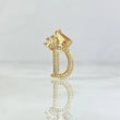 Dije Letra D Corona 1.45gr / 2.4cm / Circones Blancos Oro Amarillo 18K ©