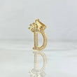 Dije Letra D Corona 1.4gr / 2.5cm / Circones Blancos Oro Amarillo 18K