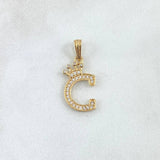 Dije Letra C Corona 1.35gr / 2.4cm / Circones Blancos Oro Amarillo 18K ©