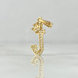 Dije Letra J Corona 1.3gr / 2.5cm / Circones Blancos Oro Amarillo 18K *
