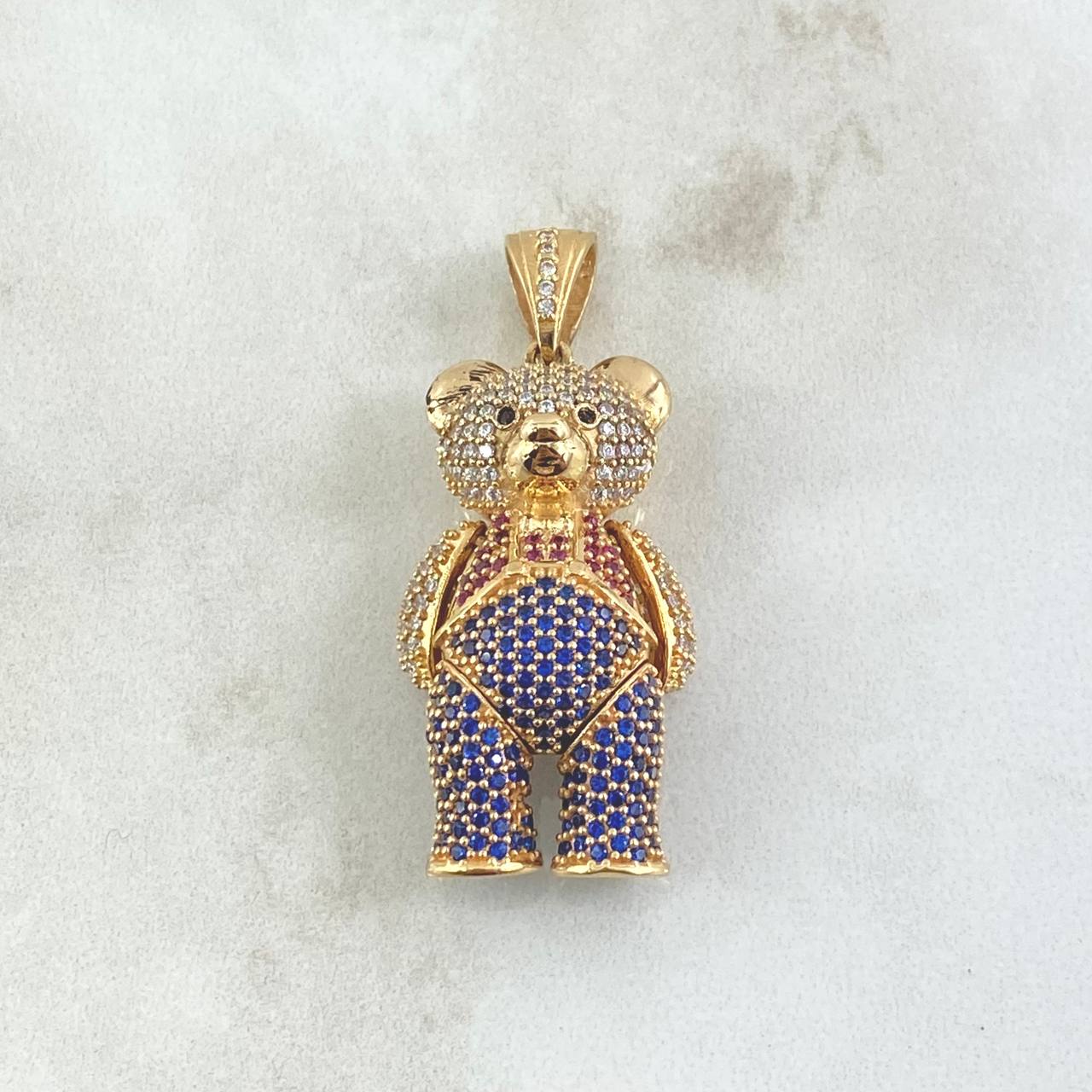 Dije Oso Articulado 10.6gr / 4cm / Circones Blancos-Negros-Azules-Fucsias Oro Amarillo