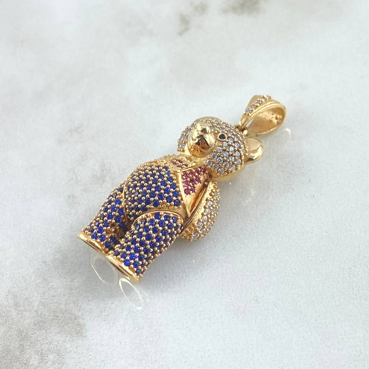 Dije Oso Articulado 10.6gr / 4cm / Circones Blancos-Negros-Azules-Fucsias Oro Amarillo