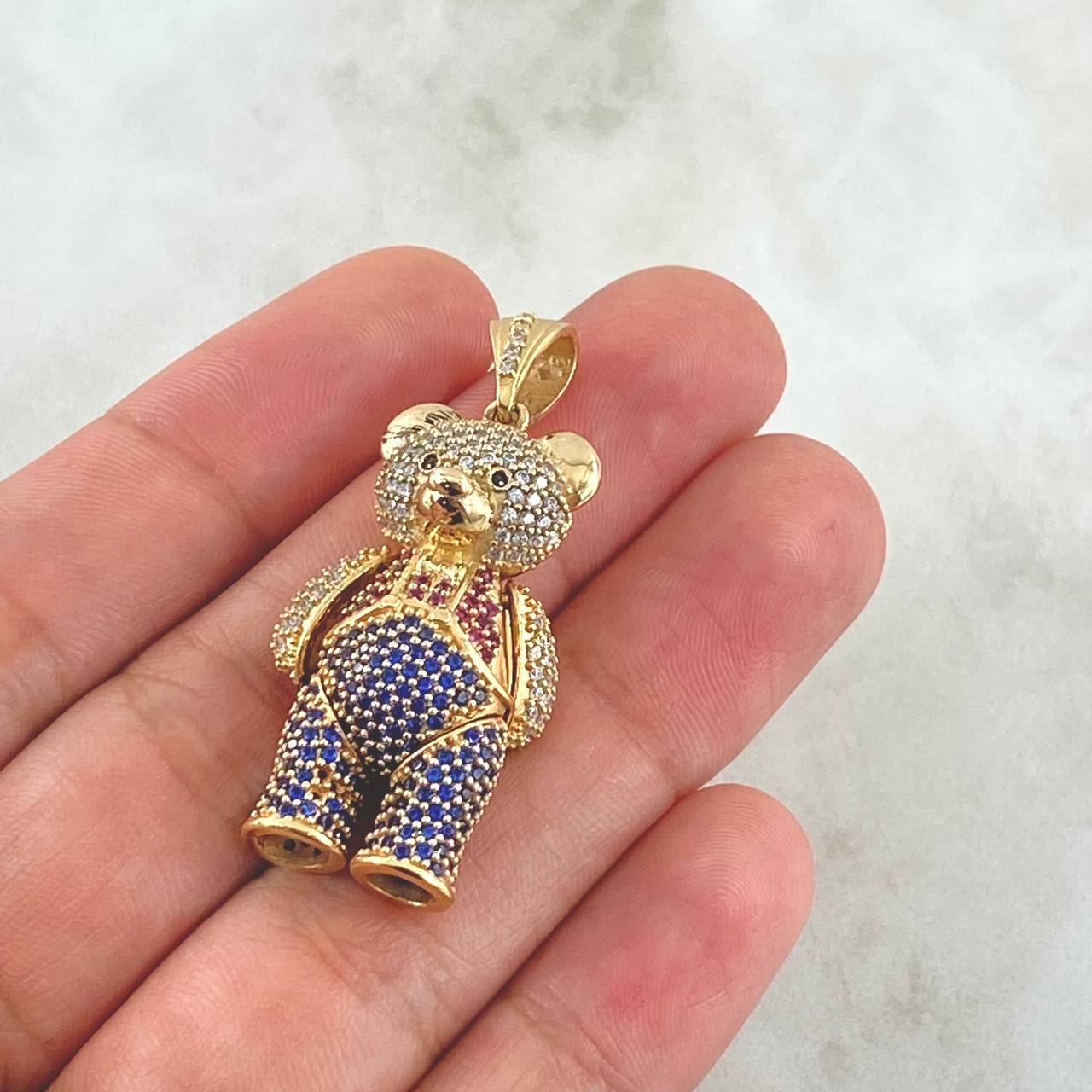 Dije Oso Articulado 10.6gr / 4cm / Circones Blancos-Negros-Azules-Fucsias Oro Amarillo