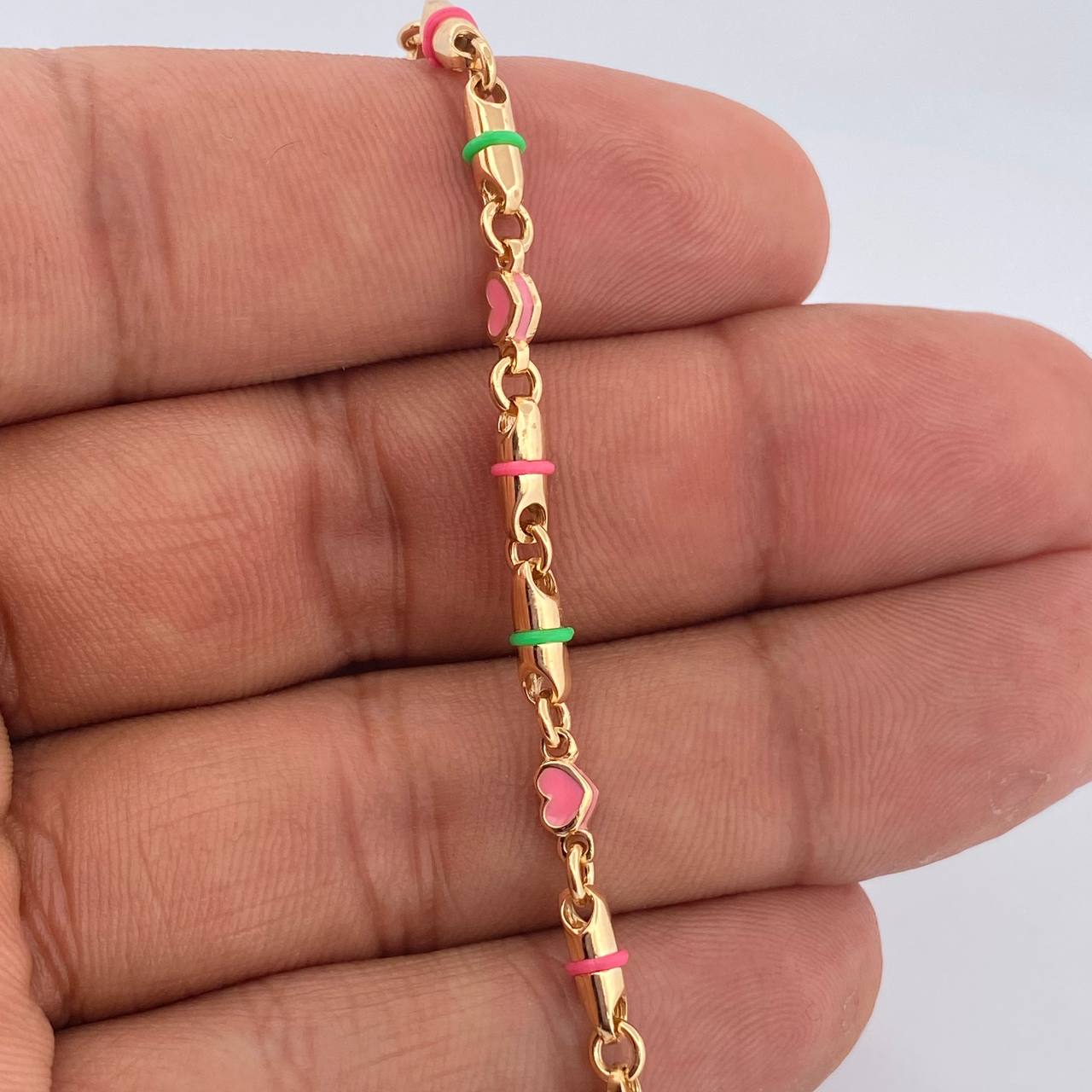 Tobillera Rustica Corazones 11.95gr / 26.7cm / Oro Amarillo 18K $