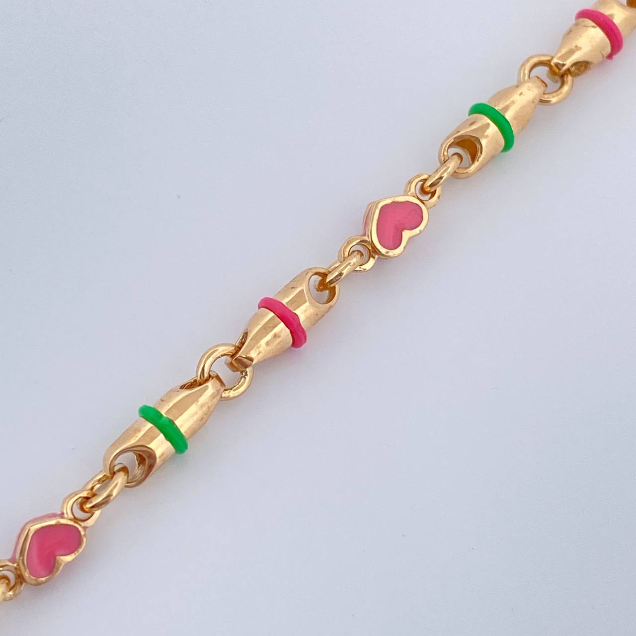 Tobillera Rustica Corazones 11.95gr / 26.7cm / Oro Amarillo 18K $