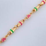 Tobillera Rustica Corazones 11.95gr / 26.7cm / Oro Amarillo 18K $