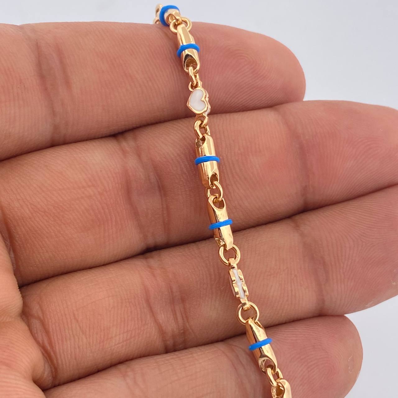 Tobillera Rustica Corazones 11.8gr / 26.8cm / Oro Amarillo 18K $