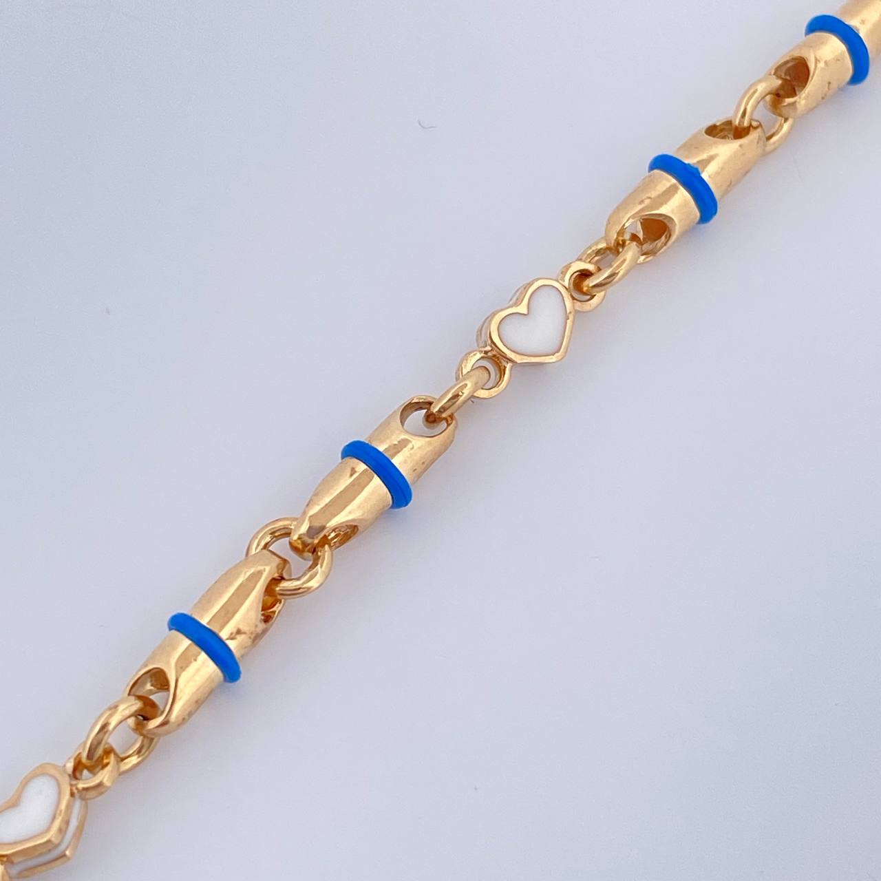 Tobillera Rustica Corazones 11.8gr / 26.8cm / Oro Amarillo 18K $