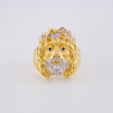 Anillo Cristo 6.85g / T10 1/2 Dos Oros Amarillo Blanco 18K