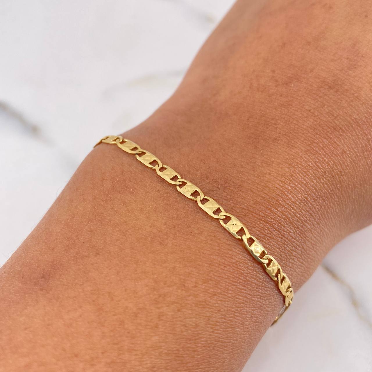 Pulso Escalera 3.2gr / 20cm / 2.8mm Diamantada Oro Amarillo +3 18K $