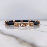 Pulso Cuero Cilindros 10gr / 19cm / 5.7mm Negro Circones Azules Oro Rosa 18K #