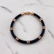 Pulso Cuero Cilindros 10gr / 19cm / 5.7mm Negro Circones Azules Oro Rosa 18K #