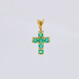 Dije Cruz Tupida Esmeraldas 10pts 0.4g / 1.3cm Oro Amarillo 18K