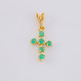 Dije Cruz Puntas Flechas Esmeraldas 14pts 0.45g / 1.5cm Oro Amarillo 18K