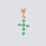 Dije Cruz Puntas Flechas Esmeraldas 10pts 0.35g / 1.4cm Oro Amarillo 18K
