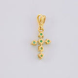 Dije Cruz Puntas Flechas Esmeraldas 14pts 0.45g / 1.6cm Oro Amarillo 18K