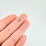 Dije Cruz Puntas Flechas Esmeraldas 7pts 0.25g / 1.3cm Oro Amarillo 18K