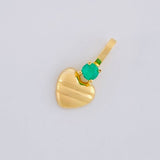 Dije Corazón Rayado Esmeralda 6pts 0.3g / 1.3cm Oro Amarillo 18K