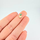Dije Corazón Rayado Esmeralda 6pts 0.3g / 1.3cm Oro Amarillo 18K