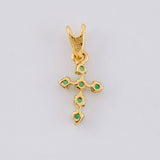 Dije Cruz Puntas Flechas Esmeraldas 7pts 0.25g / 1.3cm Oro Amarillo 18K