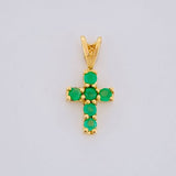 Dije Cruz Tupida Esmeraldas 18pts 0.45g / 1.3cm Oro Amarillo 18K