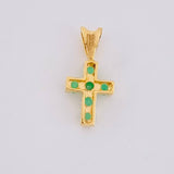 Dije Cruz Tupida Esmeraldas 10pts 0.4g / 1.3cm Oro Amarillo 18K