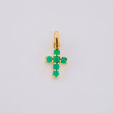Dije Cruz Tupida Esmeraldas 13pts 0.45g / 1.4cm Oro Amarillo 18K
