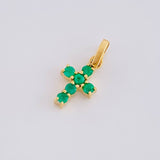 Dije Cruz Tupida Esmeraldas 13pts 0.45g / 1.4cm Oro Amarillo 18K