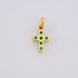 Dije Cruz Tupida Esmeraldas 8pts 0.4g / 1.3cm Oro Amarillo 18K