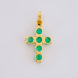 Dije Cruz Tupida Circular Esmeraldas 36pts 0.8g / 1.8cm Oro Amarillo 18K