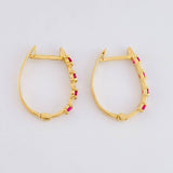 Candongas Huggy Fucsias Rubíes 31pts 1.75g / 1.7cm Oro Amarillo 18K