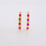 Candongas Huggy Fucsias Rubíes 31pts 1.75g / 1.7cm Oro Amarillo 18K
