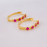 Candongas Huggy Fucsias Rubíes 31pts 1.75g / 1.7cm Oro Amarillo 18K