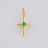 Dije Cruz Puntas Lisas Esmeralda 6pts 0.35g / 1.7cm Oro Amarillo 18K
