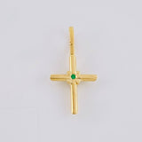 Dije Cruz Puntas Lisas Esmeralda 6pts 0.35g / 1.7cm Oro Amarillo 18K