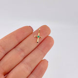 Dije Cruz Puntas Lisas Esmeralda 6pts 0.35g / 1.7cm Oro Amarillo 18K